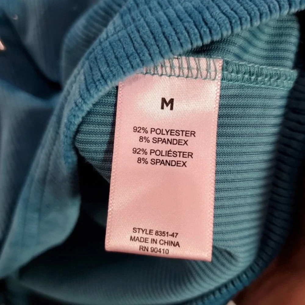 Juicy Couture Women Sweatshirt Medium Blue Crop‎ Hoodie Y2K Rhinestone Corduroy